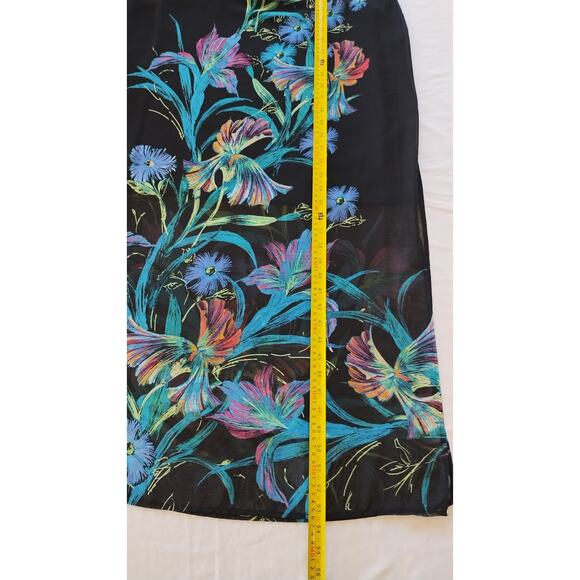 Connected Apparel Maxi Dress Black Tropical Flowers Lined size 14 - Picture 10 of 13